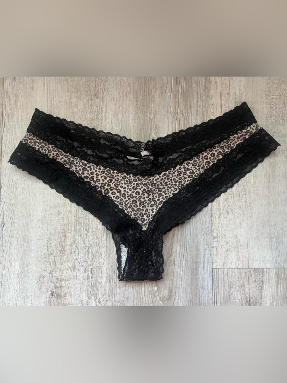 Victoria's Secret PINK Cheeky Lace Trim Panty Panties Leopard Animal Print